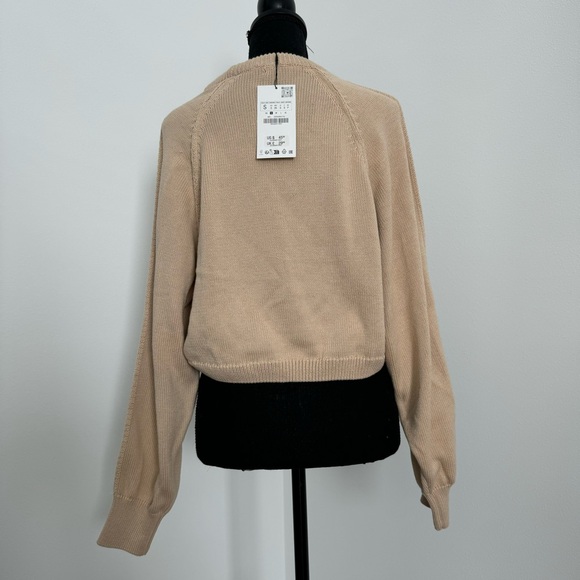Zara NWT Basic Knit Cropped Sweater Beige - Picture 7 of 13